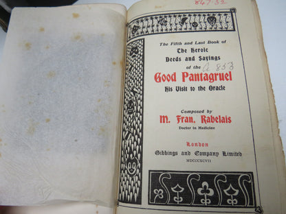 The Works of Francois Rabelais Translated By Sir Thomas Urquhart 1897 Volumes III, IV & V