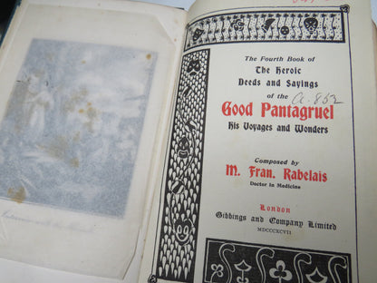 The Works of Francois Rabelais Translated By Sir Thomas Urquhart 1897 Volumes III, IV & V