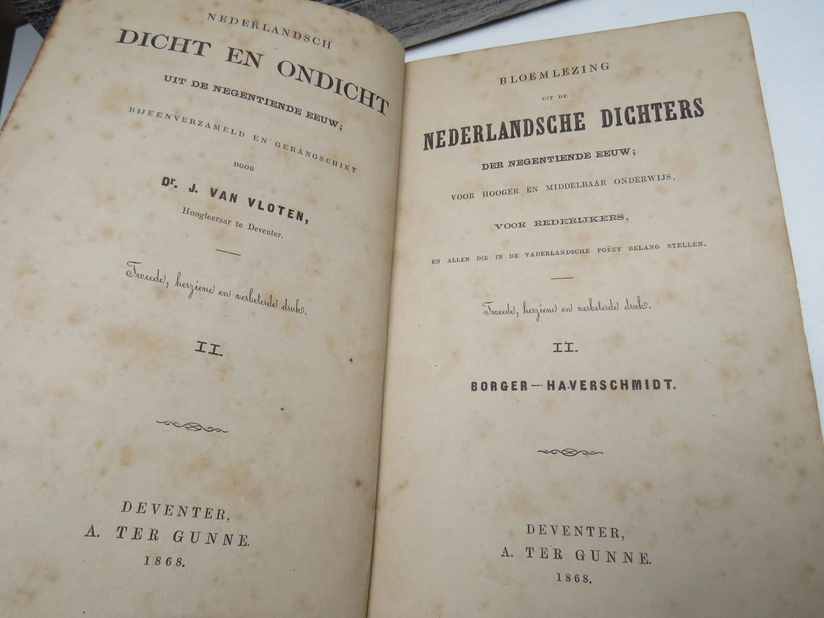 Bloemlezing Uit De Nederlandsche Dichters Der Negentiends Eeuw 1868 - Antique Dutch Book
