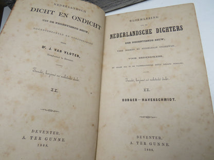 Bloemlezing Uit De Nederlandsche Dichters Der Negentiends Eeuw 1868 - Antique Dutch Book