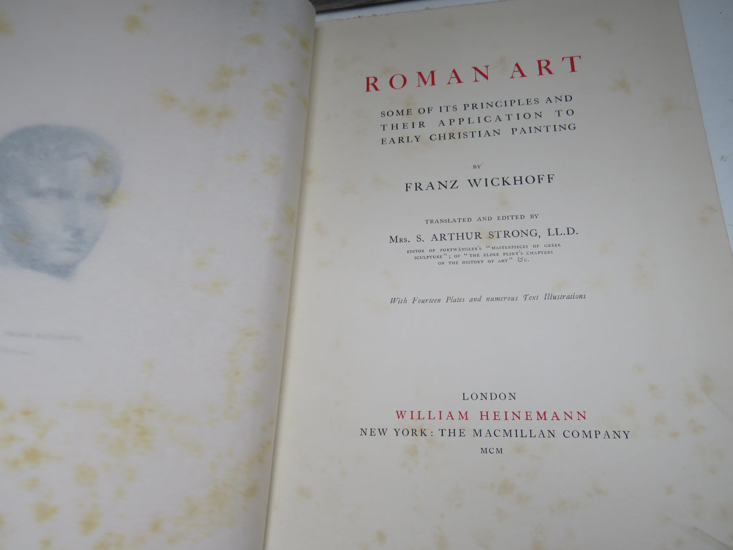 Roman Art Some of Its Principles and Their Application To Early Christian Painting By Franz Wickhoff 1900
