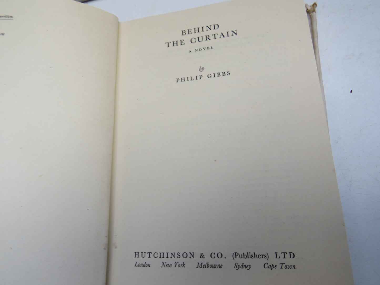 Behind The Curtain A Novel By Philip Gibbs