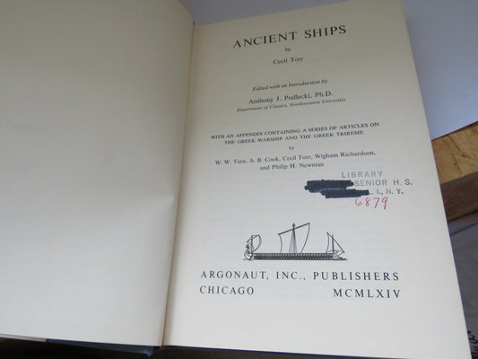 Ancient Ships By Cecil Torr 1964