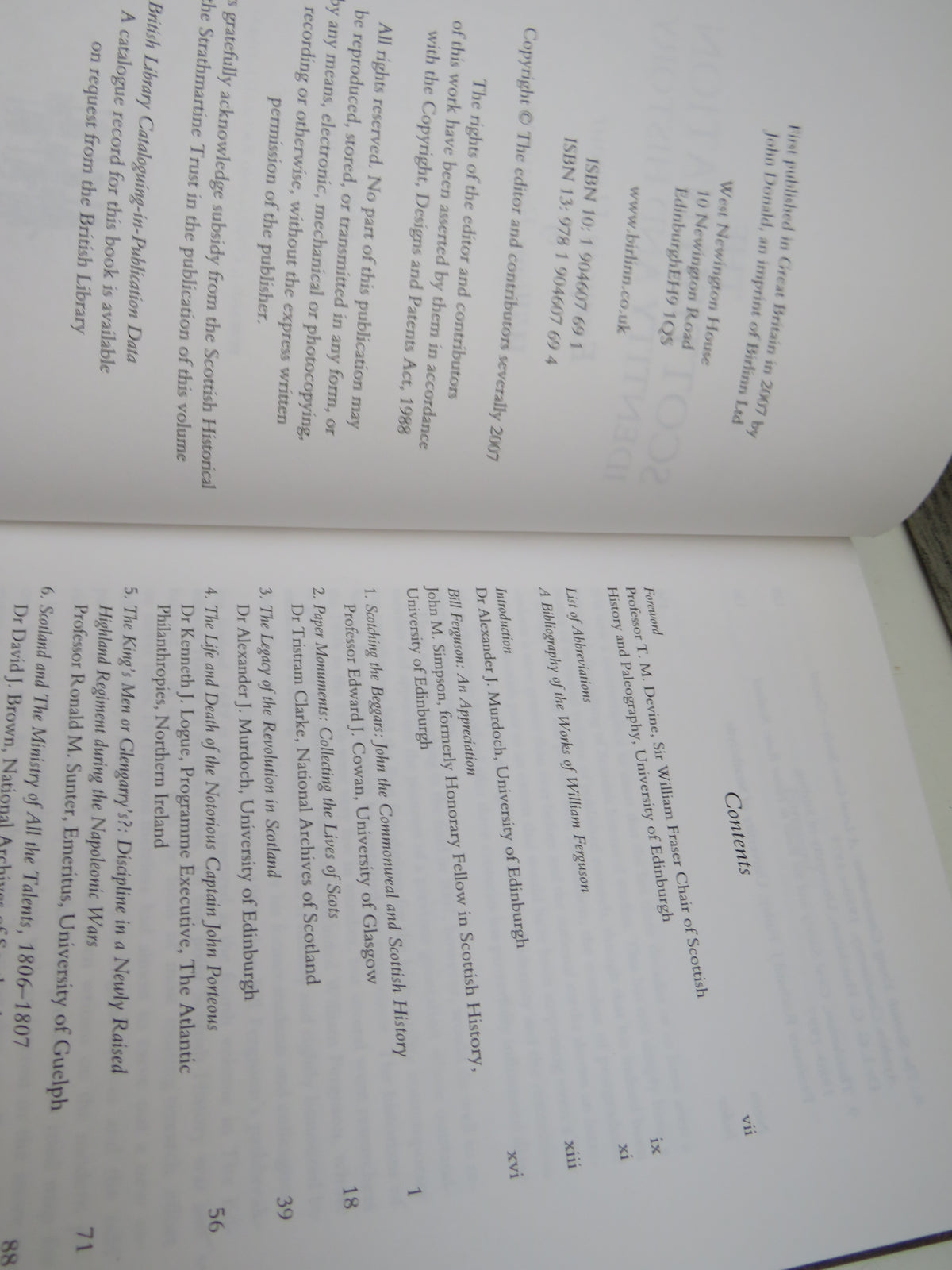 The Scottish Nation Identity and History Essays In Honour of William Ferguson 2007