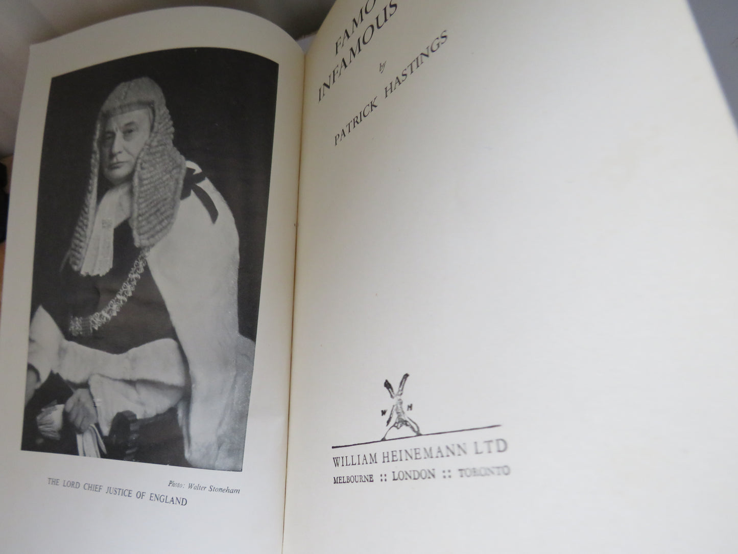 Famous and Infamous Cases By Patrick Hastings 1950 1st Edition