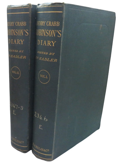 Diary, Reminiscences, and Correspondence of Henry Crabb Robinson By Thomas Sadler 1872 book front cover