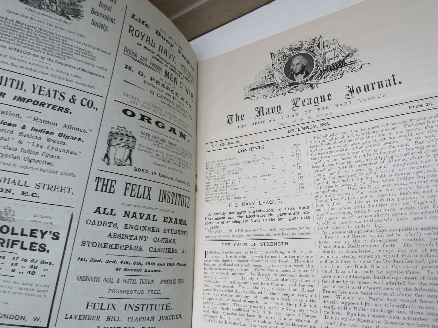 The Navy League Journal The Official Organ of The Navy League December 1898, Vintage