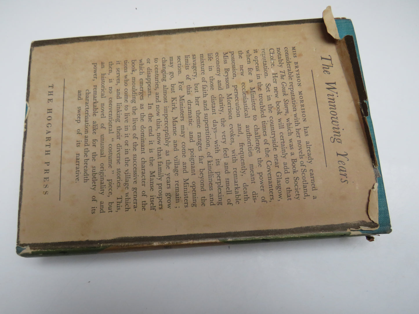 The Winnowing Years by N. Brysson Morrison, 1949, Old Book