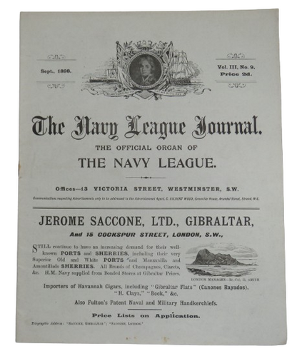 The Navy League Journal The Official Organ of The Navy League September 1898 book front cover