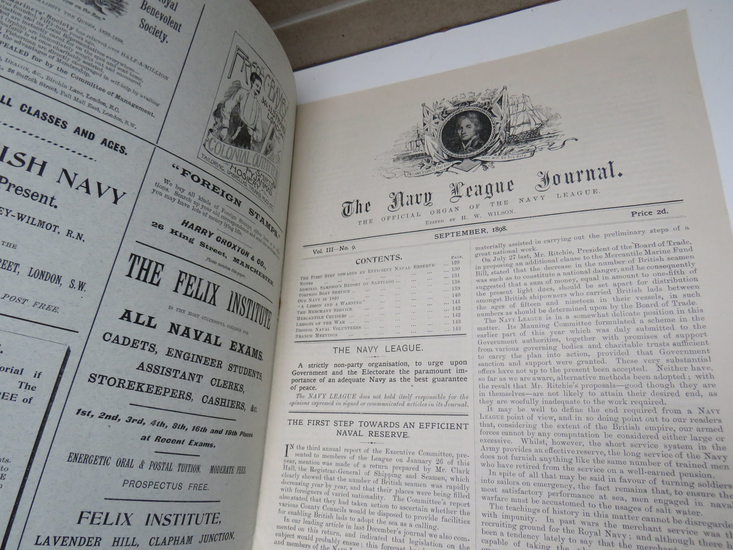 The Navy League Journal The Official Organ of The Navy League September 1898