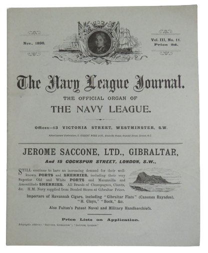The Navy League Journal The Official Organ of The Navy League November 1898 book front cover