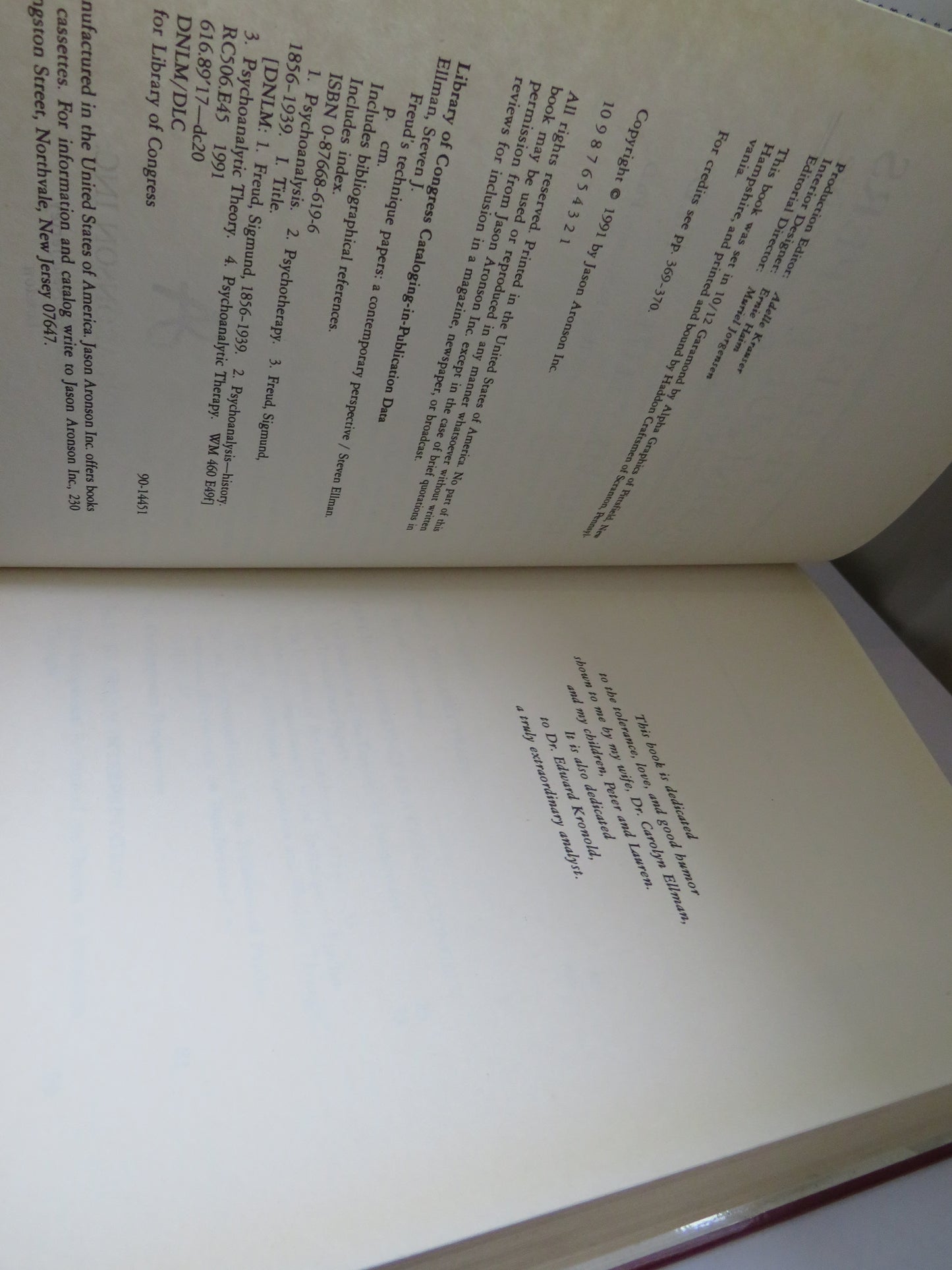 Freud's Technique Papers A Contemporary Perspective By Steven J. Ellman 1991