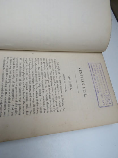 Venetian Life by WM. D. Howells, 1866, Antique Book book image 6