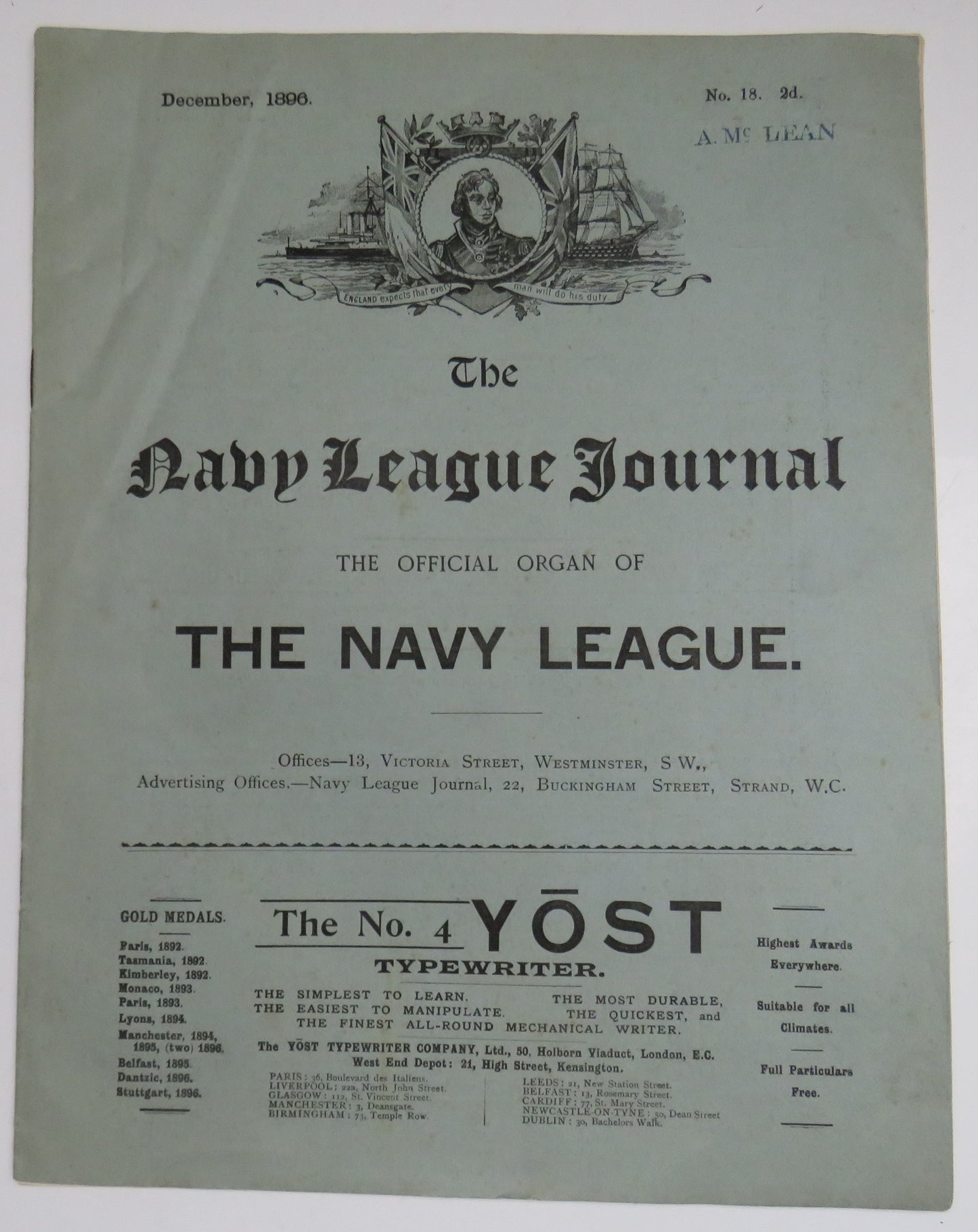 The Navy League Journal The Official Organ of The Navy League December 1896