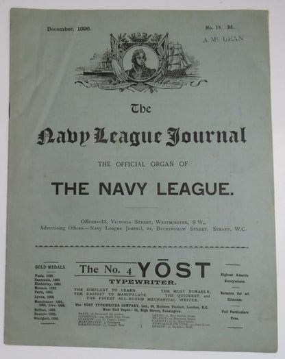 The Navy League Journal The Official Organ of The Navy League December 1896 book front cover