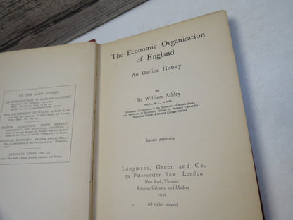 The Economic Organisation of England An Outline History By Sir William Ashley 1922