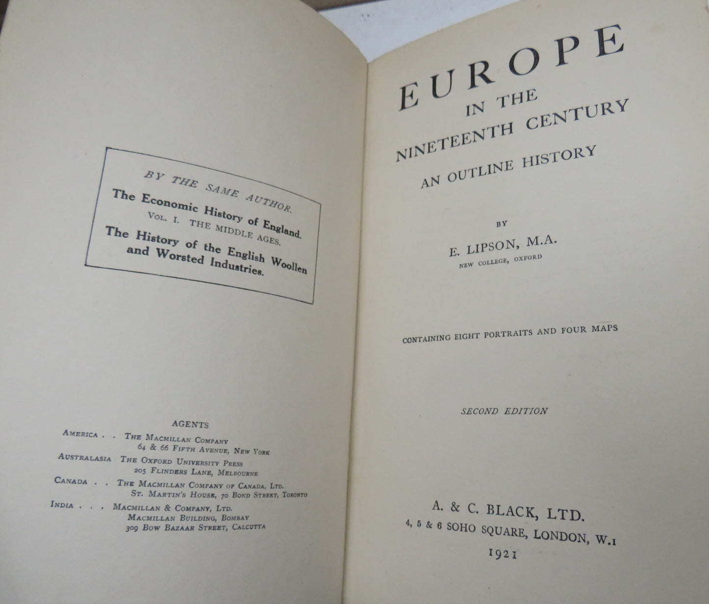 Europe In The Nineteenth Century An Outline History By E. Lipson 1921