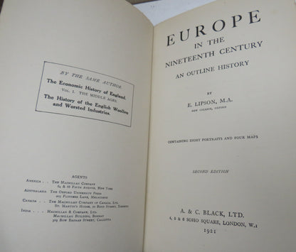 Europe In The Nineteenth Century An Outline History By E. Lipson 1921 book image 3