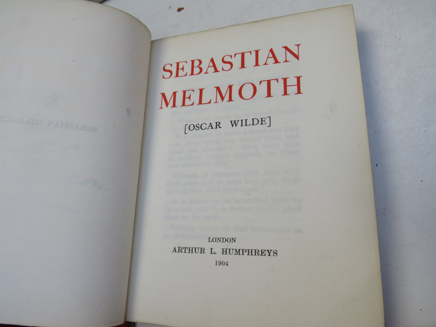Sebastian Melmoth By Oscar Wilde 1904