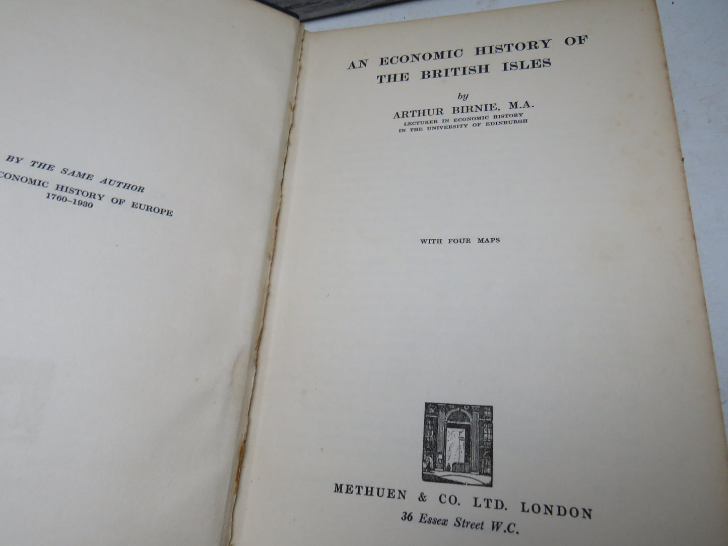 An Economic History of The British Isles By Arthur Birnie 1935 1st Edition