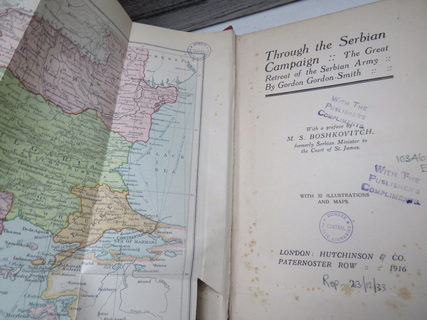 Through The Serbian Campaign : The Great Retreat of the Serbian Army By Gordon Gordon-Smith 1916