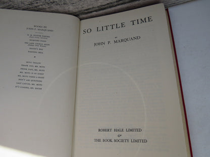 So Little Time By John P. Marquand 1944