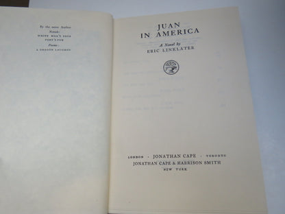 Juan In America A Novel By Eric Linklater 1931 4th Impression Antique Book book image 2