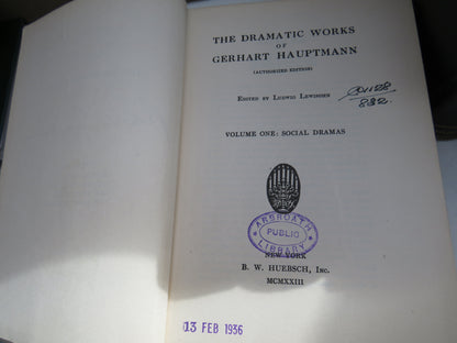 The Dramatic Works of Gerhart Hauptmann Edited By Ludwig Lewisohn 1920 book image 8