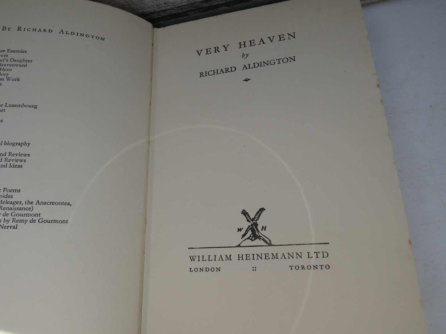 Very Heaven By Richard Aldington 1937 1st Edition