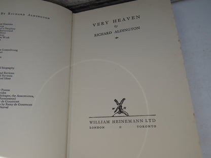 Very Heaven By Richard Aldington 1937 1st Edition