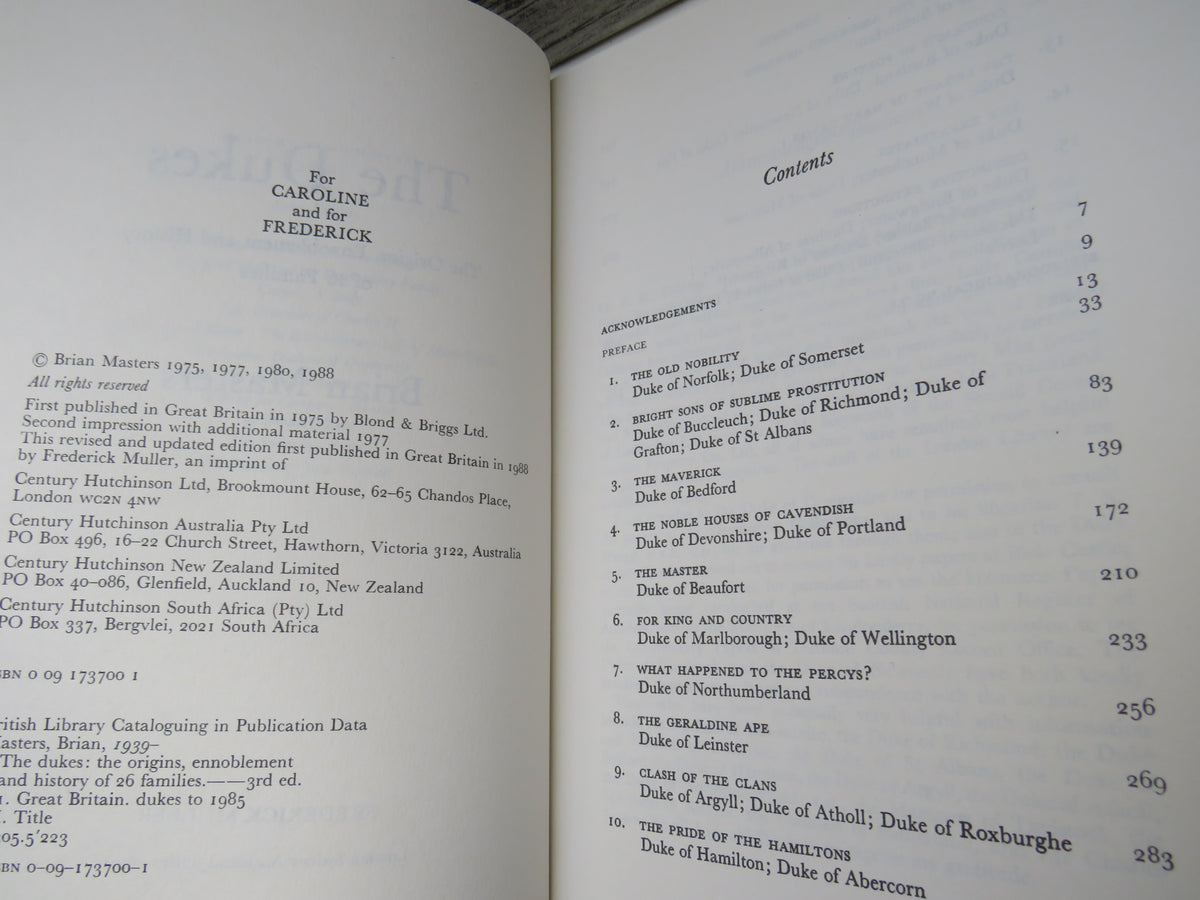 The Dukes The Origins, Ennoblement and History of 26 Families By Brian Masters 1988