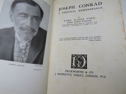 Joseph Conrad A Personal Remembrance By Ford Madox Ford 1924 1st Edition