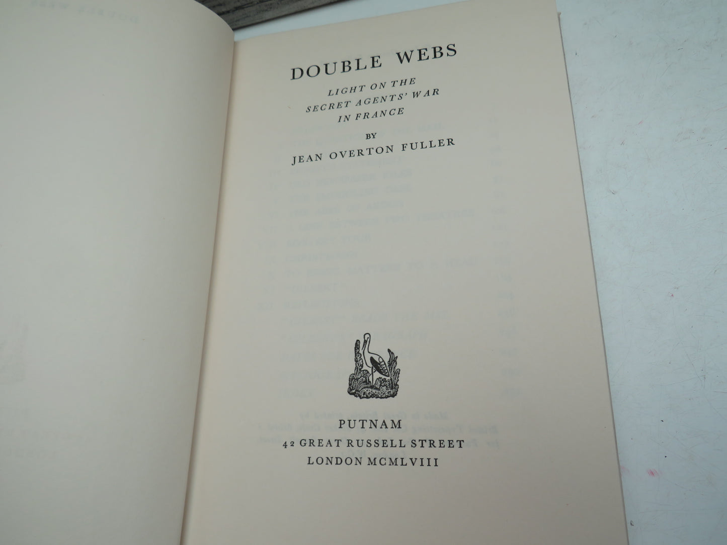 Double Webs Light On The Secret Agents' War In France By Jean Overton Fuller 1958