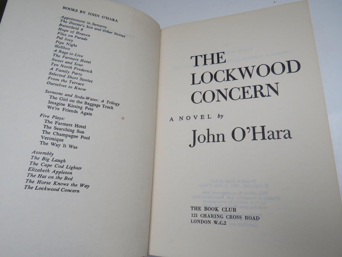 The Lockwood Concern, Novel by John O'Hara, 1965