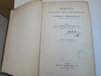 Remains Leterary and Theological of Connop Thirlwall Edited By J.J. Stewart Perowne Vol - I 1877 book image 5