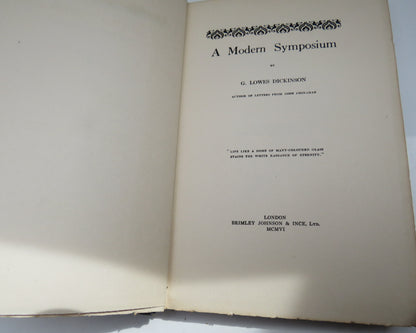 A Modern Symposium By G.Lowes Dickinson 1906 book image 5