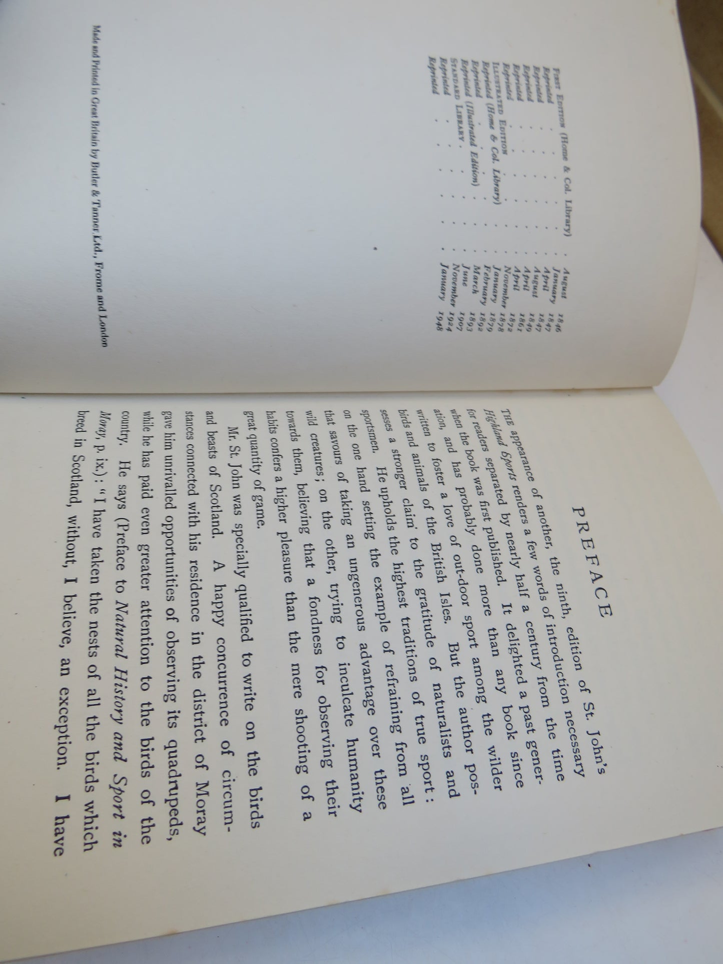 The Wild Sports and Natural History of The Highlands By Charles St. John 1948 Book