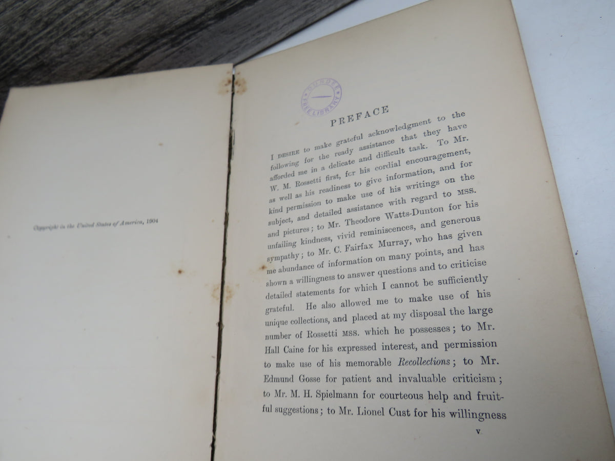 Rossetti By Arthur C. Benson 1904 "English Men of Letters"