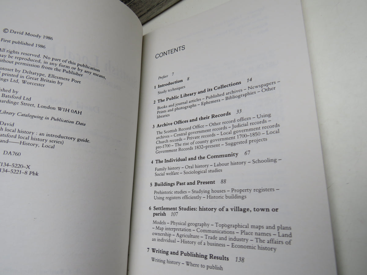 Scottish Local History An Introductory Guide By David Moody 1986