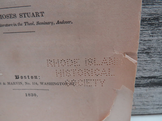 A Letter To William E. Channing On The Subject of Religious Liberty By Moses Stuart 1830