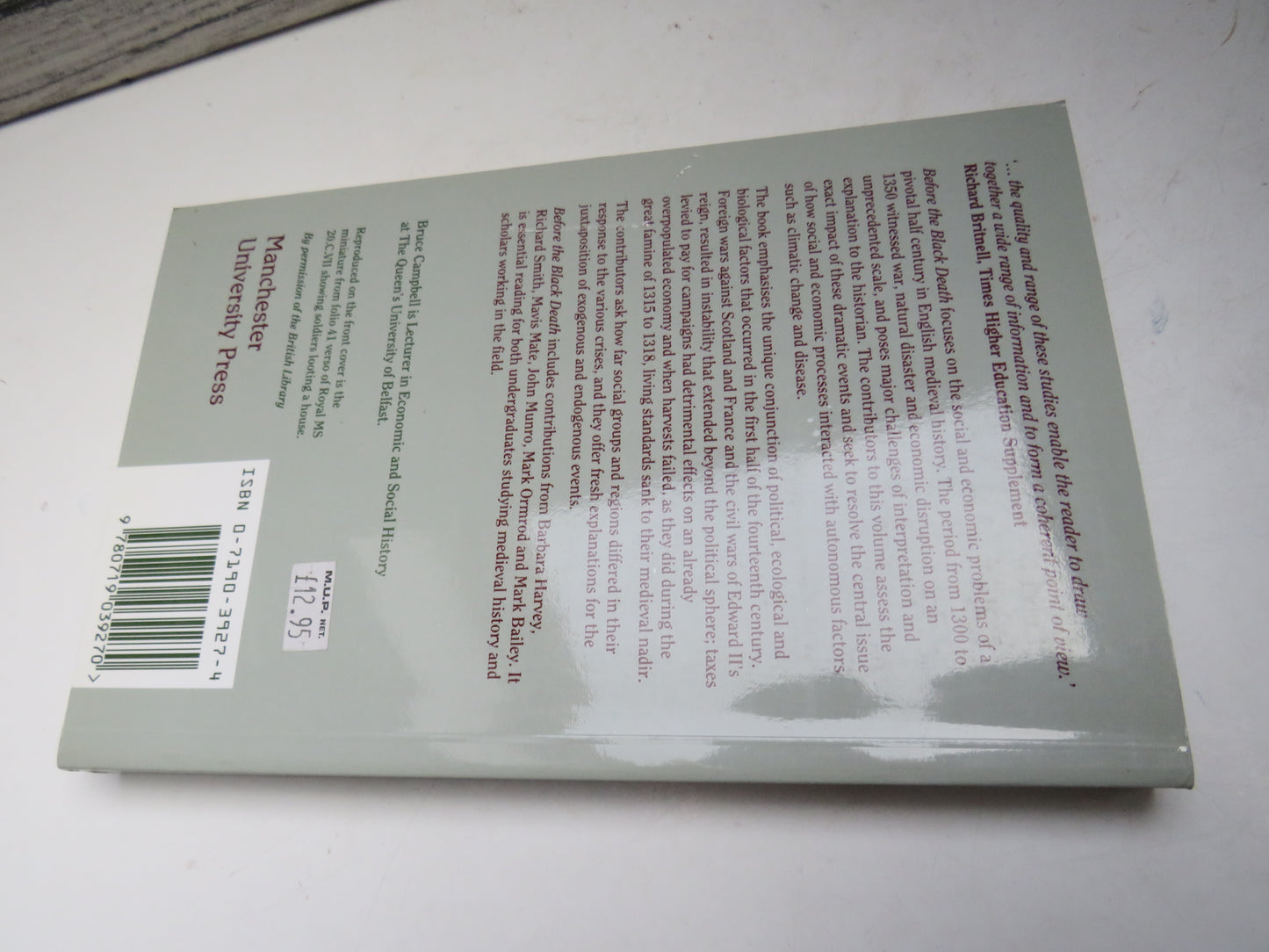 Before The Black Death Studies In The Crisis of the Early Fourteenth Century Edited By Bruce M. S. Campbell