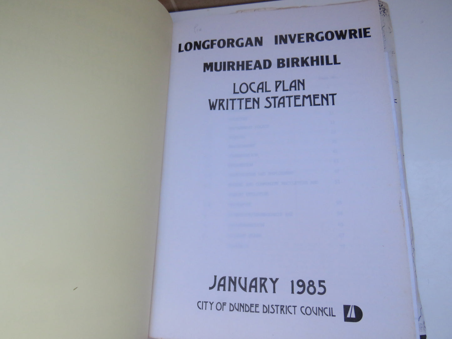 Longforgan Invergowrie Muirhead Birkhill Local Plan Written Statement 1985