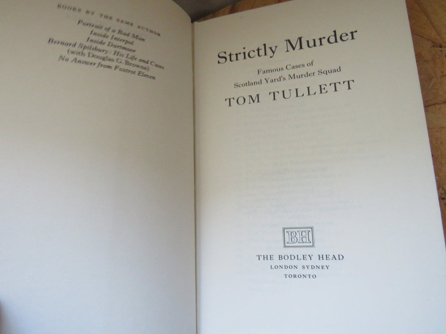 Strictly Murder Famous Cases of Scotland Yard's Murder Squad By Tom Tullett 1979