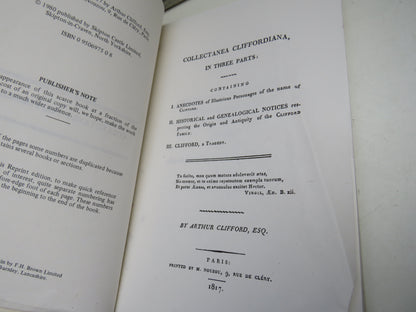 Collectanea Cliffordiana, In Three Parts: By Arthur Clifford ESQ 1817 - 1980 Reprint