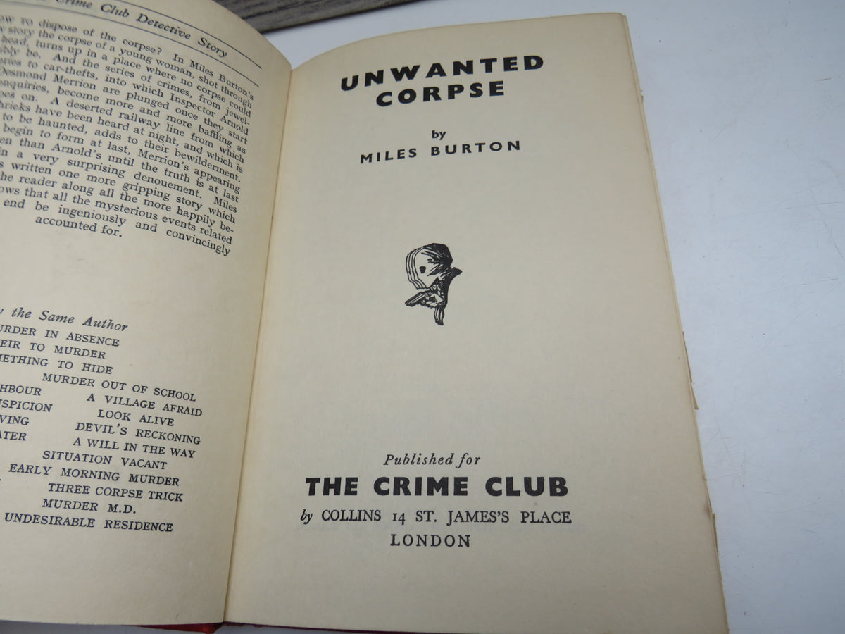 Unwanted Corpse By Miles Burton 1954 The Crime Club