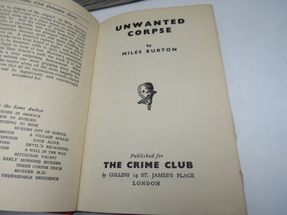 Unwanted Corpse By Miles Burton 1954 The Crime Club