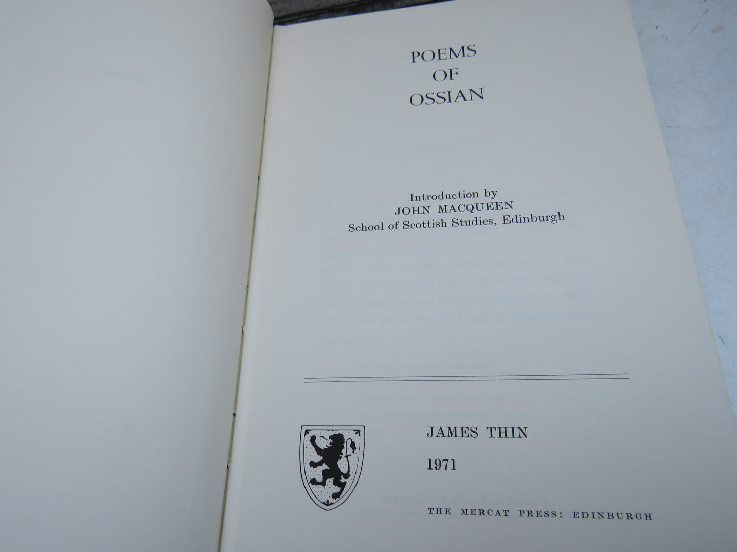 Poems of Ossian Introduction By John Macqueen 1971