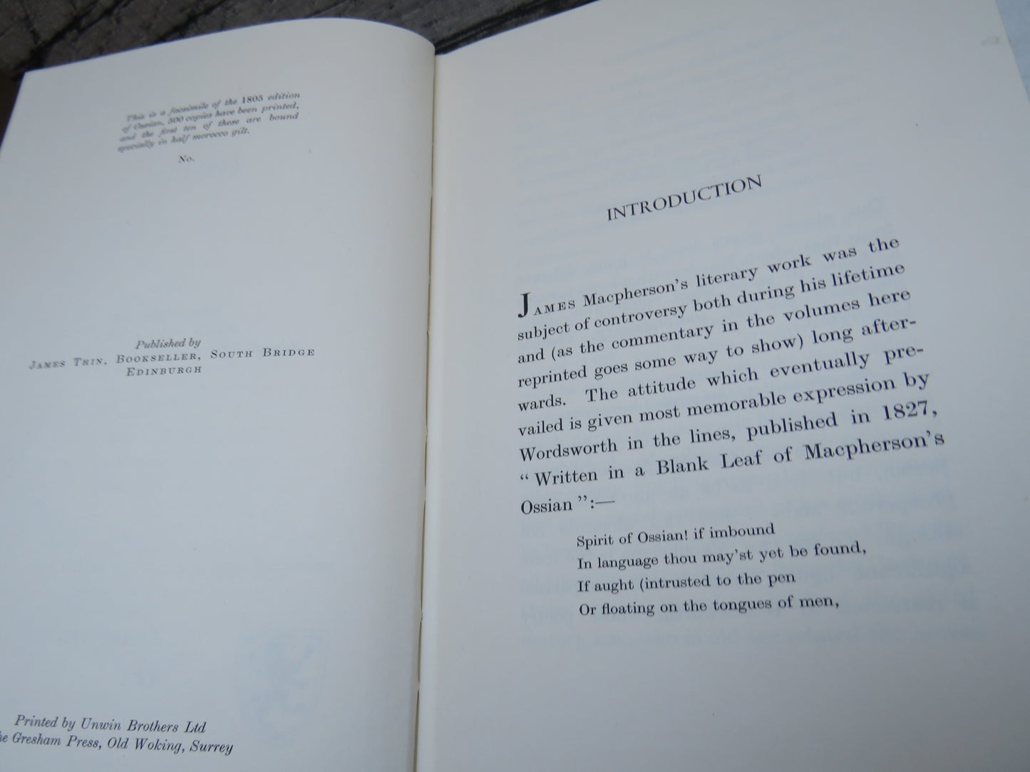 Poems of Ossian Introduction By John Macqueen 1971