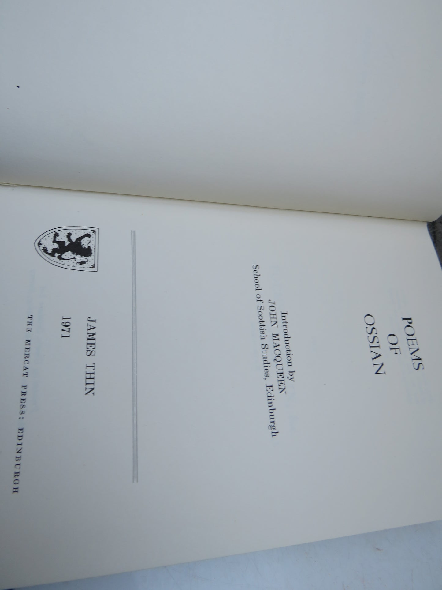 Poems of Ossian Introduction By John Macqueen 1971