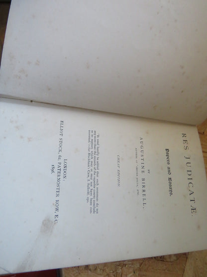 Res Judicatae Papers and Essays by Augustine Birrell 1896 book image 3